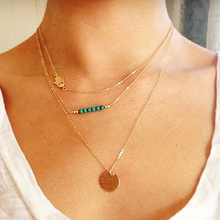 2015 Unique Charm Brand Design Gold Plated 3 Layer Clavicle Chain Bar Necklace Long Choker Necklace