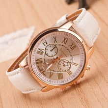 New 2014 Women Dress Watche Fashion Bracelet Geneva Roman Numerals Genuine Leather Analog Quartz Wristwatch Casual