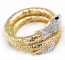 Hiphop Steampunk Personalized snake cuff bracelets bangles korean luxury strass pulsera mujer pulseiras femininas brazalete gift