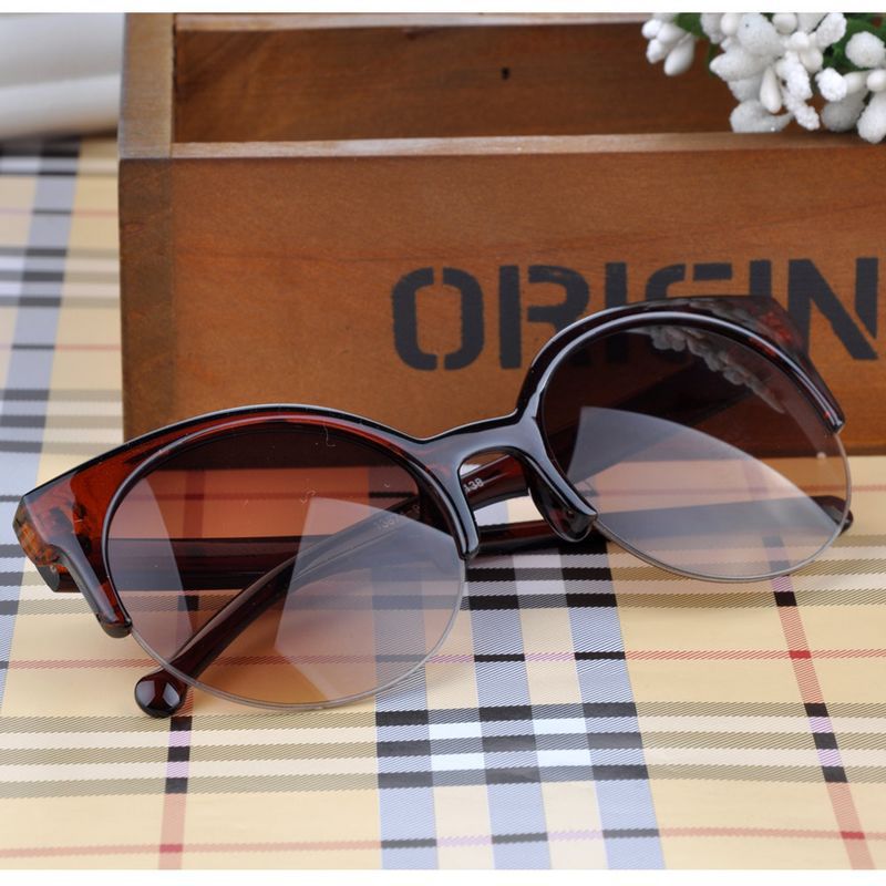 New Arrive Hot Fashion Retro Cat Eye Semi Rim Round Sunglasses for Unisex Men Women Eyewear