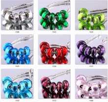 5PCS 925 sterling silver DIY thread Murano Glass Beads Charms fit Europe pandora Bracelets necklaces flzaodga