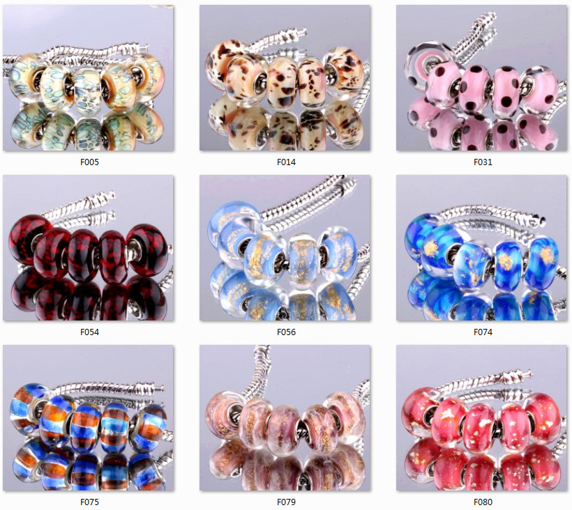 5PCS 925 sterling silver DIY thread Murano Glass Beads Charms fit Europe pandora Bracelets necklaces fmaaodha