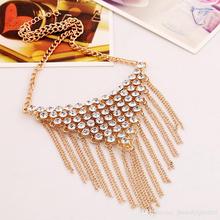 18pcs lot Ladies Jewlery Alloy Necklace With Crystals Tassel Neck Chain Party Stage Necklet Sweater Chain