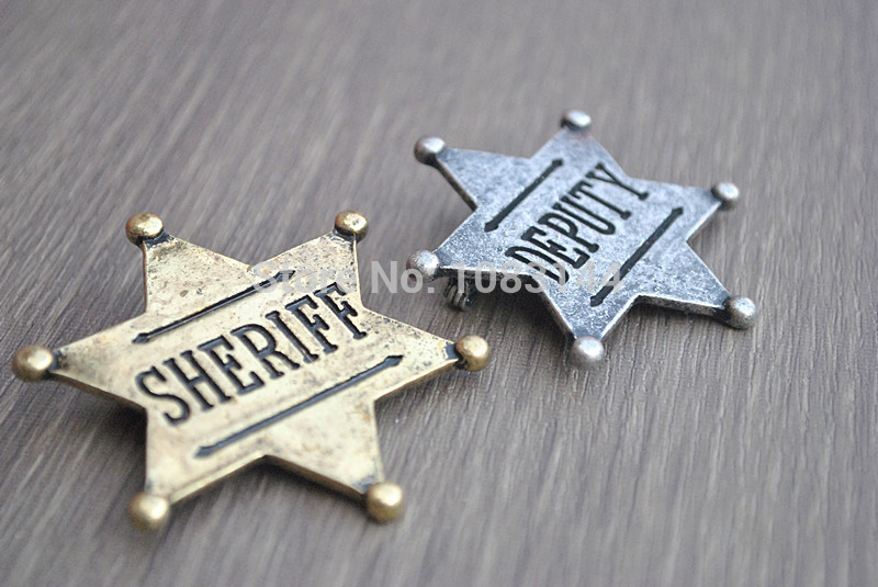 Pentangle Sheriff Deputy Gold Silver party cosplay Pins Brooches broach girls children kids fun free shipping