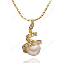 Free shipping Fashion jewlery Wholesale 18K Gold Plating Crystal Pearl Elegant Pendants Necklace Accessories N013