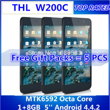 5” Android 4.4.2 MTK6592 Octa Core RAM 1GB ROM 8GB WCDMA GPS HD Capacitive Smartphone THL W200C Free Gifts