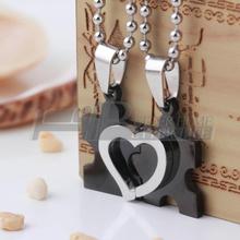 1Pair 2015 New Men’s Women’s Couple Lovers Stainless Steel Love Heart Puzzle Necklaces & Pendants