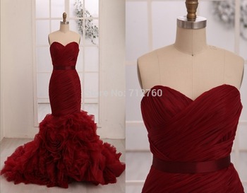 Элегантный новый без бретелек длиной до пола , красный русалка свадебные платья платья для особых случаев