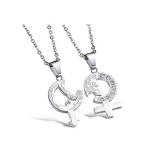 2015 Collares Couple Cupid ‘s Arrow Jewelry Watches Fashion Titanium Necklaces Pendants Necklace For Lovers 3 Pair / Lot