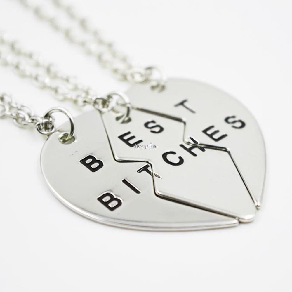 Personality best bitches for you Heart Pendant Necklace Chain Choker Necklace Jewelry 2015 For Sister Lovely