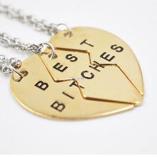 Personality best bitches for you Heart Pendant Necklace Chain Choker Necklace Jewelry 2015 For Sister Lovely
