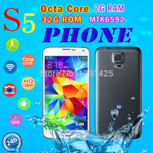 S5 Phone Octa Core MTK6592 32G ROM 5.1inch 16MP MTK6582 Quad Core Waterproof Android 4.4 G900 i9600 Mobile Phone 3G Fingerprint