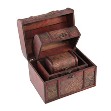 Antique Wooden Embossed Flower Pattern Jewelry Box Storage Organizer Pack of 3