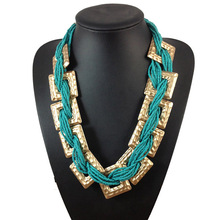 Factory Wholesale 6 Colors Bead Statement Necklace Choker Women Vintage Necklace Jewelry Fashion Pendant Necklace Accessories