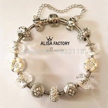 Free shipping 925 Daisies Murano Glass&Crystal European Charm Beads Fits Pandora Style Bracelets