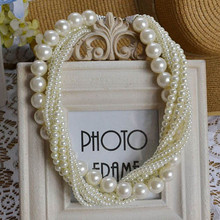 New Arrival Fashion Wedding Accessories Silver Plated Pearl Necklaces Statement Bib Collar Necklace Charm Women Jewelry XHP085