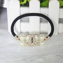 Hot sale Lovely Pearl Skull crown Hair Band Hair Jewelry Bow Hair Rope Headwear Elastic Hair
