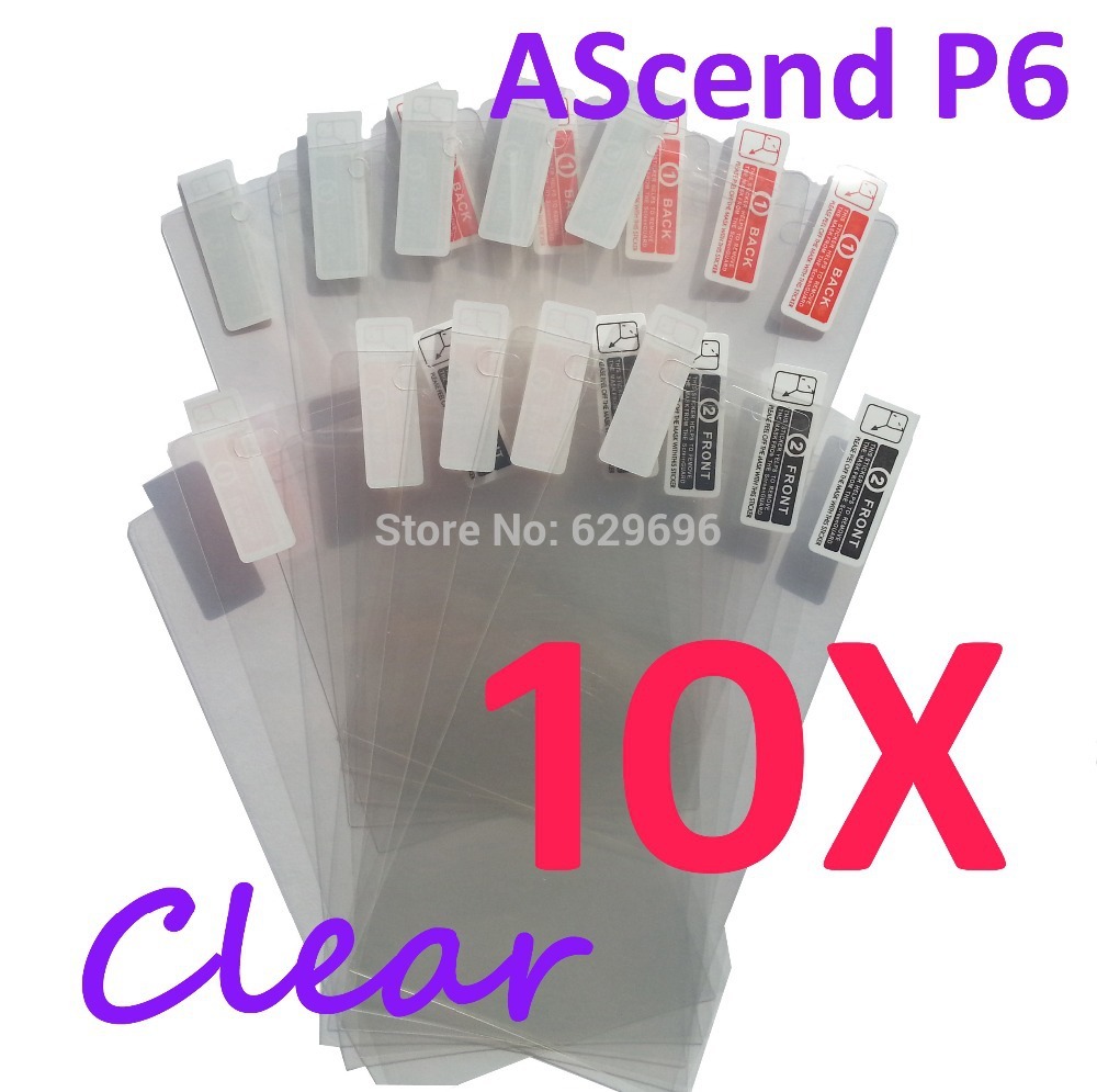 10pcs Ultra Clear screen protector anti glare phone bags cases protective film For Huawei AScend P6