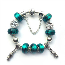 New 2015 Europe Fashion Glass Charm Beads Fits Pandora Style Bracelets For women Adjustable DIY Bracelet