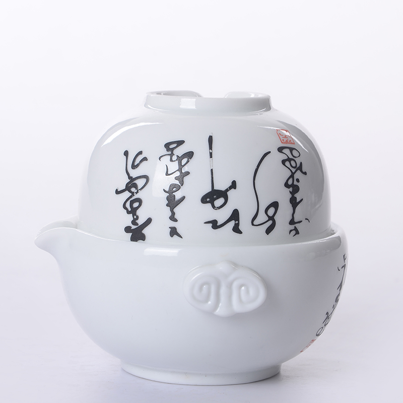 2pcs 1teapot 1teacup Korean style white color heart pattern ceramic tea set tea cup tea kettle
