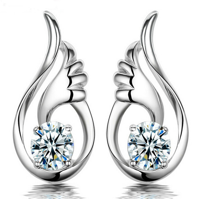High quality earring crystal Angel Wings Popular cz Amethyst Earrings Women s Fashion jewlery boucle d