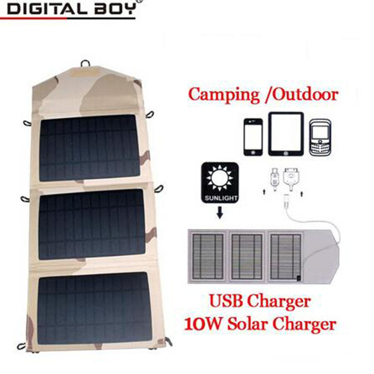 Universal Camping outdoor travel Solar USB Charger 10w Foldable solar charger for Samsung Smartphones Free Shipping