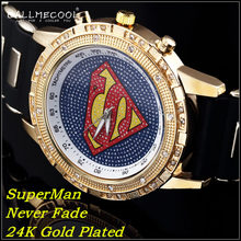 2015 Fashion 24K Gold Plated Big Men Women Quartz Watch Wristwatch Rhinestone Pave-set NY logo bar club Rock Rap Hiphop Jewelry