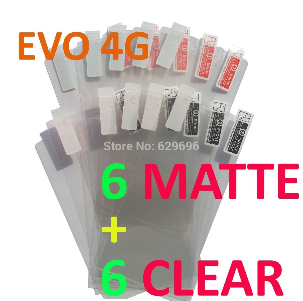 6pcs Clear 6pcs Matte protective film anti glare phone bags cases screen protector For HTC EVO