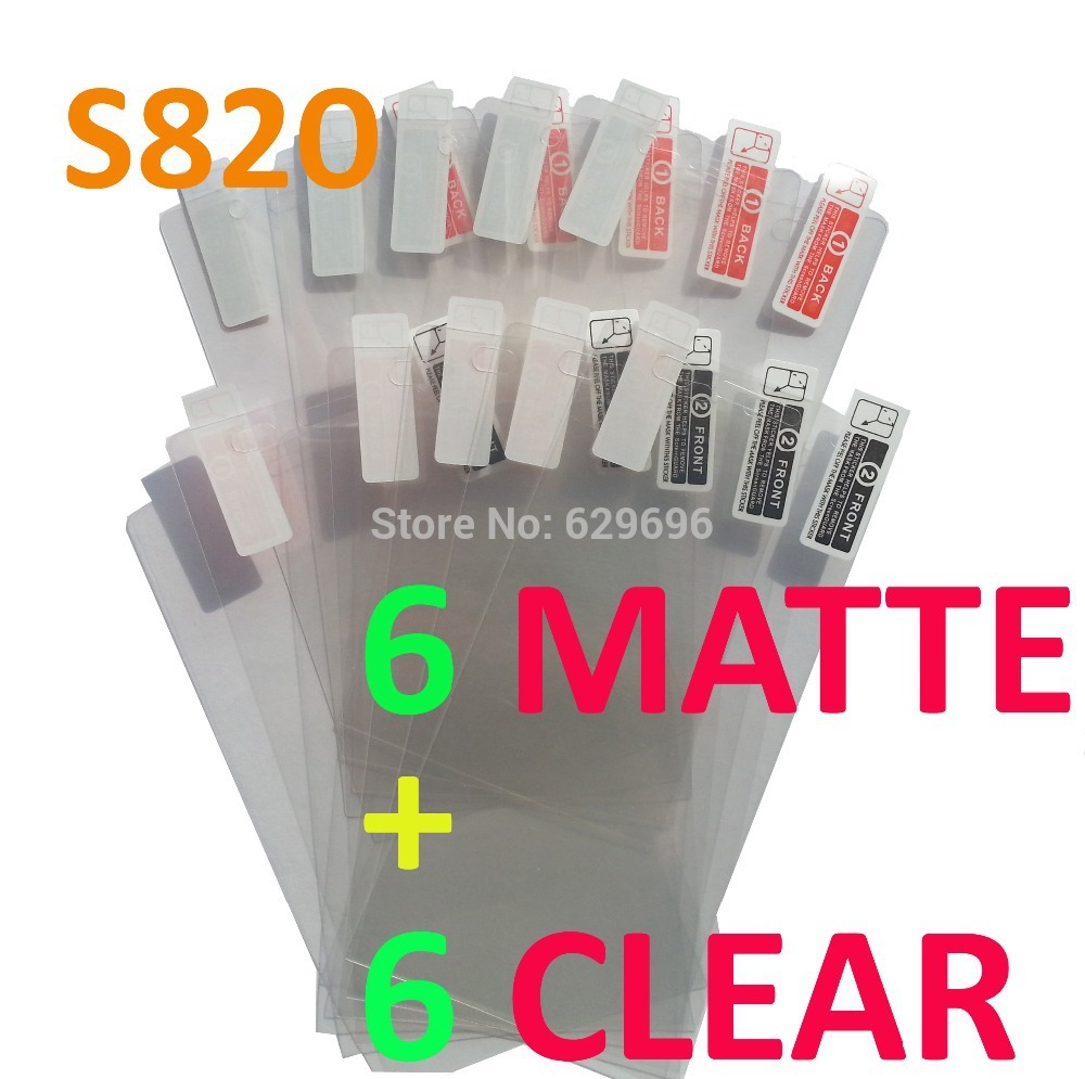 6pcs Clear 6pcs Matte protective film anti glare phone bags cases screen protector For Lenovo S820