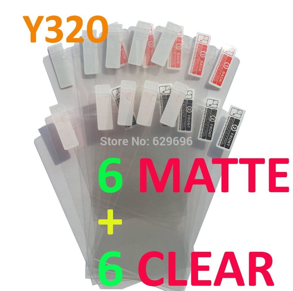 6pcs Clear 6pcs Matte protective film anti glare phone bags cases screen protector For Huawei Y320
