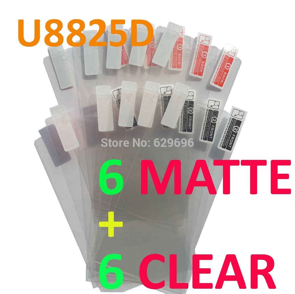 6pcs Clear 6pcs Matte protective film anti glare phone bags cases screen protector For Huawei U8825D