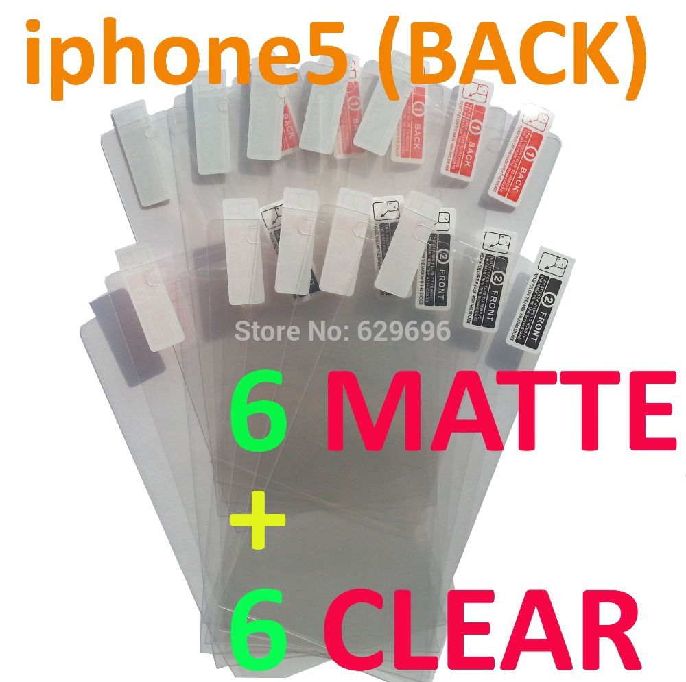6pcs Clear 6pcs Matte protective film anti glare phone bags cases screen protector For Apple iphone5