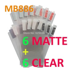 6pcs Clear 6pcs Matte protective film anti glare phone bags cases screen protector For Motorola MB886