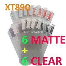 6pcs Clear 6pcs Matte protective film anti glare phone bags cases screen protector For Motorola XT890
