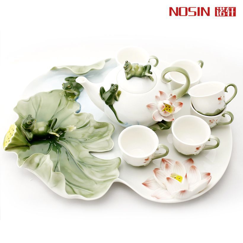 High Quality 8pcs set Gift Drinkware Kung Fu Bone China porcelain Creative Cup wedding gift enamel