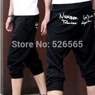 Free Shipping 2015 Spring Hot Sale Mens Sports Capri Cropped Short Pants Sweatpants Jogger Fashion Casual