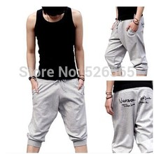 Free Shipping 2015 Spring Hot Sale Mens Sports Capri Cropped Short Pants Sweatpants Jogger Fashion Casual