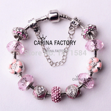 6 color 18 21cm Fashion style charm flower beads fit Pandora style bracelet for women charm