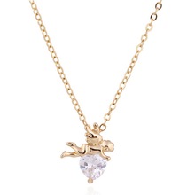 Elegant Jewelry 1PC 18K Gold Plated Pendant Chain Necklace With White Zircon Cupid 45 5cm Min