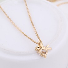 Elegant Jewelry 1PC 18K Gold Plated Pendant Chain Necklace With White Zircon Cupid 45 5cm Min