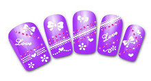 3D Nail Art Stickers Decal Beauty White Lace Flowers Love Bows Design Decorative French Manicure Foils