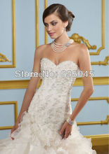 Vestido De Noiva 2015 New Arrival Fashionable Style Custom Made Organza Appliques Crystal Beading Ruffles Mermaid