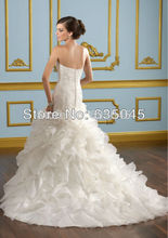 Vestido De Noiva 2015 New Arrival Fashionable Style Custom Made Organza Appliques Crystal Beading Ruffles Mermaid