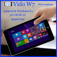 Windows 8 Vido W7 WIFI 32G ROM 1G RAM win8 inch intel quad-core Android tablet dual system Free Shipping