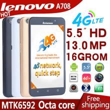 New Original Lenovo A708 t MTK6592 Octa Core 5 5 IPS 13 0MP Mobile Phone 2G