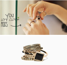 6Pcs/Set New Bohemian Style Ring Fashion Vintage Geometric Rings Set for Women RJ031