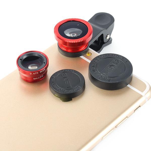 Fashion 4 Colors 3in1 Fisheye Wide Angle Macro Camera Clip Universal Lens For Samsung Iphone LG