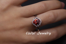 Luxury Women Jewelry White Gold Plated Oval Cut Cubic Zirconia Diamond Engagement Wedding Rings With Ruby