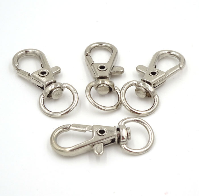 20pcs Pack Silver Metal Swivel Lobster Clasp Clips Key Hook Keychain Split Key Ring Findings Clasps