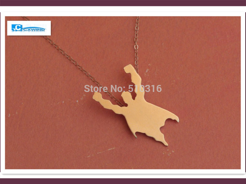 Famous Brand Jewelry Gold Filled Silver Chain Super Hero Pendant Necklace Women Superman Necklace Boho Chic